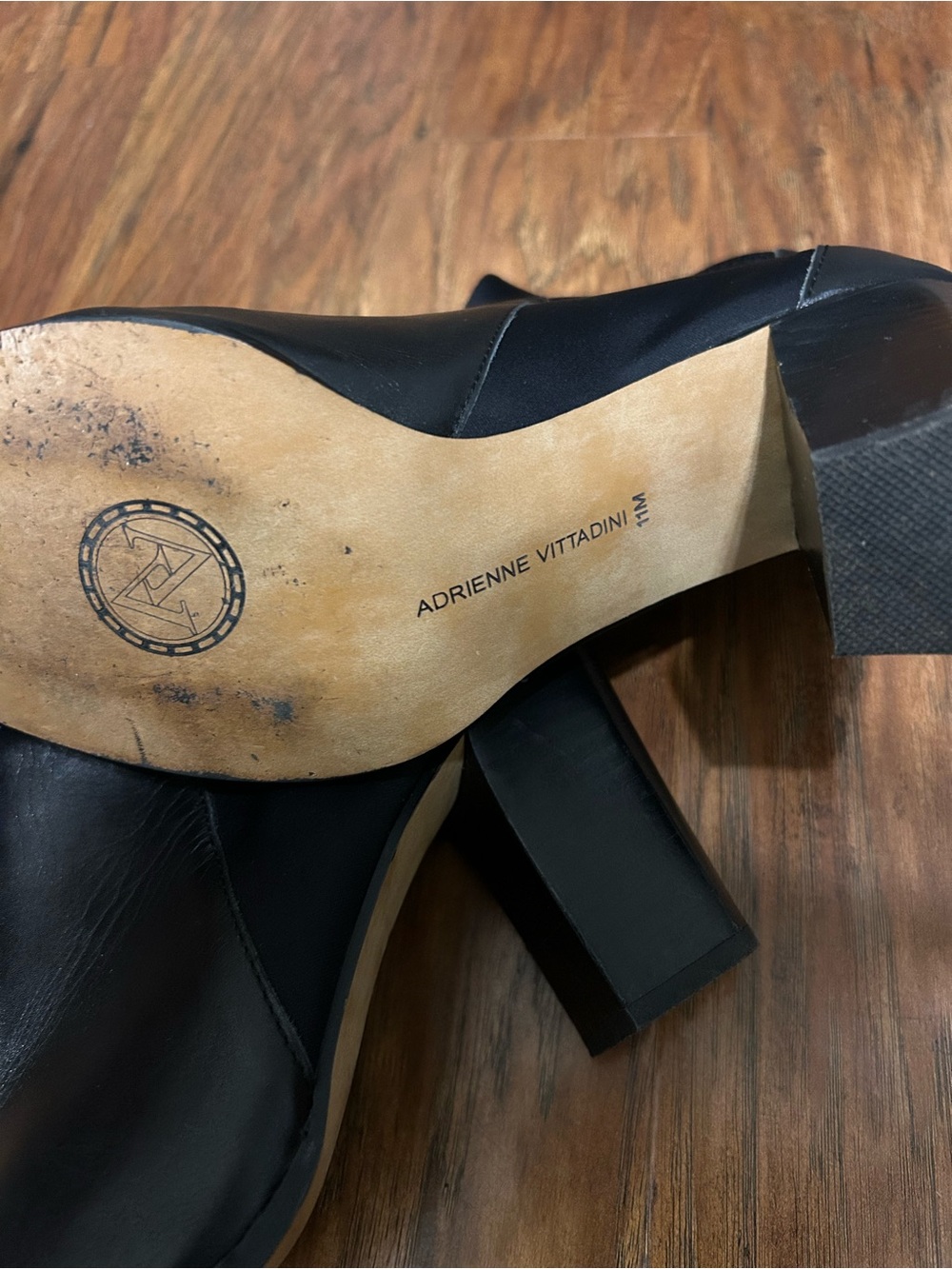 Adrienne Vittadini Black Leather & Stretch Ankle Boots With Zipper - Picture 4 of 4